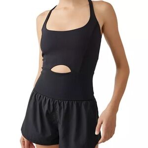 Black Cutout Tank Bodysuit